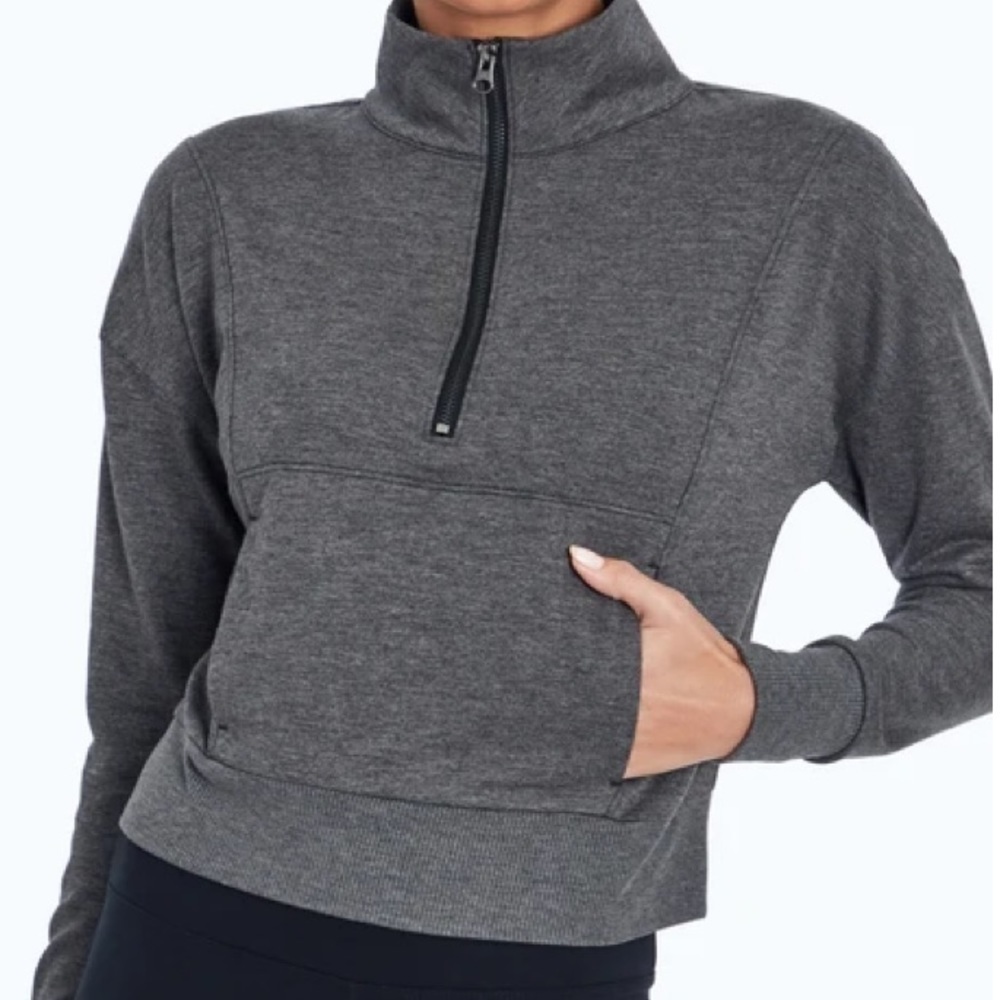 Balance Collection gray cropped 1/4 zip, medium